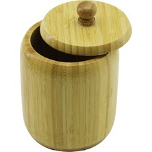 No-10 Ahşap - Bambu Şekerlik Kapaklı Çap: 9cm Derinlik: 10.5cm