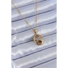 Mey Ithalat® 316L Çelik Gold Renk Zirkon Taşlı Kadın Kolye