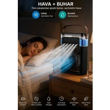 Blic BWFN10 Siyah Buzlu Vantilatör Mini Fan 5 Spreyli Su Püskürtmeli 600 ml Buhar Makinesi Nemlendirici Mini Klima