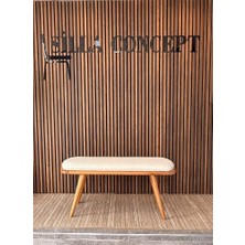 Silla Viyana Bench Teddy Krem Kumaş Naturel Ahşap (110 Cm)
