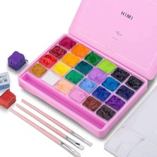 Hımı Jelly Cup Gouache Set Guaj Boya Seti 24 Renk x 30 Gr. + 3 Fırça (Pink Case)