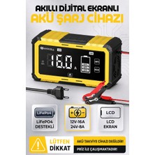 Enshall 12V-16A / 24V-8A Araba, Kamyon, Tır, Gemi Motosiklet LIFEP04 Özellikli Akıllı Hızlı Akü Şarj Cihazı