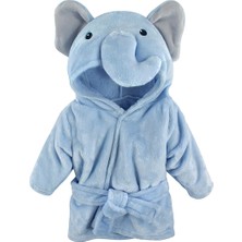 Moky Design Yeni Doğan Bebek Bornozu, Fil Hayvanlı Mavi, %100 Pamuk, 0-9 Aylık