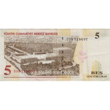 Banknoting 8. Emisyon 5 Ytl G08 Yeni Türk Lirası. Çok Çok Temiz.