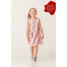 Eray Kids Kız Çocuk Saten Fiyonk Detaylı Abiye Elbise ve Çanta Seti