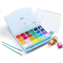 Hımı Jelly Cup Gouache Set Guaj Boya Seti 24 Renk x 30 Gr. + 3 Fırça (Ice Blue Case)