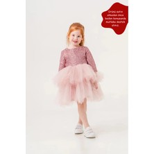 Eray Kids Kız Çocuk Prenses Model Payetli ve Kat Kat Tüllü Özel Gün Abiye Elbise