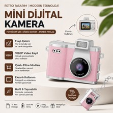 Asfal Mini Dijital Retro Kamera 1080P HD Video Kayıt Özellikli Anahtarlık Fotoğraf Makinesi