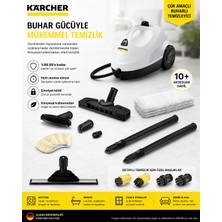 Karcher Kst 2 Lite Set 1500W 3.2 Bar Yüksek Basınçlı Buharlı Temizlik Makinesi + Mikrofiber Bez Seti - Beyaz Ev ve Ofis Tipi Hijyenik Zemin Temizleyici - Kimyasalsız %99.99 Bakteri Öldürücü Etkili