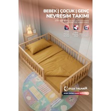 Yasetex Tasarım %100 Pamuk Poplin Bebek Nevresim Takımı 3 Parça Lastikli Çarşaflı Nevresim Seti 70X130