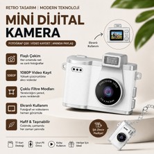 Asfal Mini Dijital Retro Kamera 1080P Hd Video Kayıt Ekranlı Fotoğraf Makinesi Anahtarlık Kamera