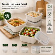 Sariva Home 3 Parça Kare Gıda Saklama Kabı Seti 600 ml 1100 ml 1800 ml Kapaklı Mutfak ve Buzdolabı Düzenleyici Bpa Içermez