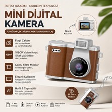 Asfal Mini Dijital Retro Kamera 1080P HD Video Kayıt Ekranlı Anahtarlık Fotoğraf Makinesi