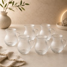 Kitchen Line Keyfiala Çizgili Isıya Dayanıklı Borosilikat Cam Çay Bardağı– Şeffaf Kulplu Zarif Tasarım Çay Kahve Fincanı