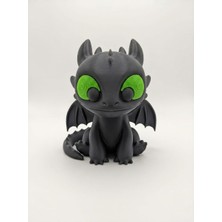 Demirhan3D 🐉 Dişsiz (Toothless) Siyah Ejderha Figürü 💚 11,5 cm | 3D Baskı Pla Koleksiyon Dekoru