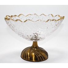 Lavly Gold Detaylı Eskitme Ayaklı Dekoratif Cam Sunumluk Ev Dekorasyon