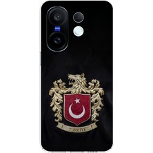 TechTree Vivo X200 Fe Uyumlu Türk Sembolü Kurt ve Bayrak Desenli Baskılı Silikon Kılıf