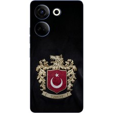 TechTree Tecno Camon 20-20 Pro Uyumlu Türk Sembolü Kurt ve Bayrak Desenli Baskılı Silikon Kılıf