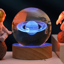Lavly Renk Değiştiren Satürn Gezegen Cam Küre Dekoratif Aksesuar Hediyelik