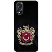 TechTree Oppo A38 Uyumlu Türk Sembolü Kurt ve Bayrak Desenli Baskılı Silikon Kılıf