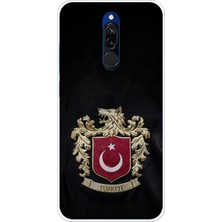 TechTree Redmi 8 Uyumlu Türk Sembolü Kurt ve Bayrak Desenli Baskılı Silikon Kılıf