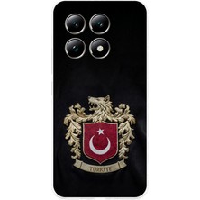 TechTree Xiaomi Mi 14T Pro Uyumlu Türk Sembolü Kurt ve Bayrak Desenli Baskılı Silikon Kılıf