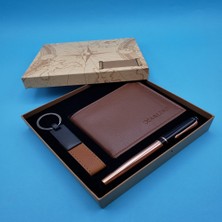 Lavly Toptan Bakır Metal Kalem Taba Cüzdan ve Anahtarlık Set