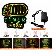 Kent Reklam Ajansı Döner Dürüm Neon LED Tabela Işıklı Restoran Tabelası Dekoratif Duvar Lambası 46X40 cm