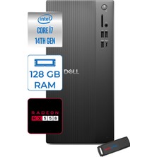 Dell Tower Essential QVT1260 Intel® Core™ İ7-14700 128GB Ddr5 512GB SSD 4GB/RX550 WIN11HOME Mini Tower Masaüstü Bilgisayar BTO01400727H37+ZETTAUSBBELLEK