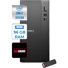 Dell Tower Essential QVT1260 Intel® Core™ İ7-14700 96GB Ddr5 512GB SSD 4GB/RX550 WIN11HOME Mini Tower Masaüstü Bilgisayar BTO01400727H32+ZETTAUSBBELLEK