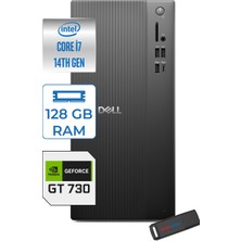 Dell Tower Essential QVT1260 Intel® Core™ İ7-14700 128GB Ddr5 512GB SSD 4GB/GT730 WIN11PRO Mini Tower Masaüstü Bilgisayar BTO01400725P37+ZETTAUSBBELLEK