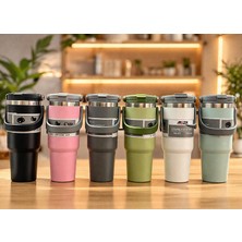 Lavly 900ML Taşıma Kulplu Paslanmaz Çelik Termos Mug Vakumlu Isı Yalıtımlı Bardak