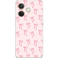 TechTree Oppo A5 Pro Uyumlu Soft Pembe Fiyonk Desenli Baskılı Silikon Kılıf