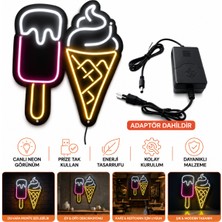 Kent Reklam Ajansı Dondurma Neon LED Tabela Işıklı Restoran Tabelası Dekoratif Duvar Lambası 53 x 52 cm