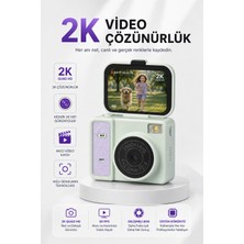 Neffo Mini Dijital Kamera 2k Flip Ekranlı Selfie Video Vlog Kamerası Yeşil