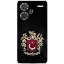 TechTree Redmi Note 13 Pro Plus Uyumlu Türk Sembolü Kurt ve Bayrak Desenli Baskılı Silikon Kılıf