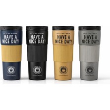 Lavly 600 ml Have A Nice Day Çift Katmanlı Paslanmaz Çelik Termos Mug Suluk