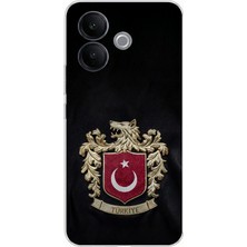 TechTree Vivo V60 Lite Uyumlu Türk Sembolü Kurt ve Bayrak Desenli Baskılı Silikon Kılıf