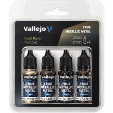 Vallejo 77258 4X18 Ml. Aged Metal, True Metallic Metal (Tmm) Serisi Model Boyası Seti