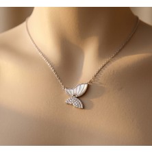 Bluevell Minimalist Sedef Kanatlı Gümüş Kadın Kolyesi | Zarif Hediye