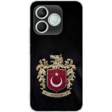 TechTree Honor 600 Lite Uyumlu Türk Sembolü Kurt ve Bayrak Desenli Baskılı Silikon Kılıf