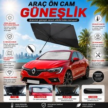 Araç Ön Cam Güneşliği Katlanabilir Uv Korumalı Oto Cam Güneşlik Gölgelik Şemsiye Tip Oto Araba Güneşlik (Tumke