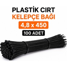 Badem10 Kablo Bağı Plastik Cırt Kelepçe 4,8X450 mm Siyah 100 Adet Dayanıklı Güçlü Sabitleme Bağı