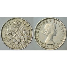 Banknoting Birleşik Krallık 6 Pence 1958 Kraliçe Iı. Elizabeth 19,5 mm Ingiltere.