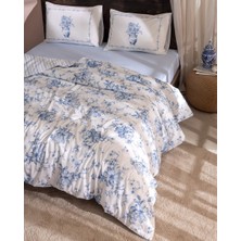 Flamingo Home Collections Chapele Çift Kişilik %100 Pamuk Ranforce Baskılı Nevresim Takımı - Mavi