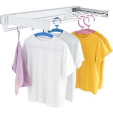 Sunup SN-37717 Katlanabilir Çamaşır Askılığı Duvara Monte Gizli Balkon Akordeon Kurutma Beyaz