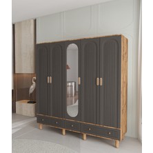 T&B Mila 5 Kapaklı Çekmeceli Gardırop - Tamamı Mdf