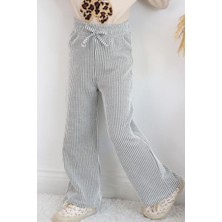 Breeze Kız Çocuk Pantolon Çizgili Fiyonk Bağcık Aksesuarlı Beli Lastik Detaylı 4-8 Yaş, Karışık Renk