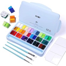 Hımı Twin Cup Gouache Set Guaj Boya Seti 36 Renk x 12 Gr. + 3 Fırça (Ice Blue Case)