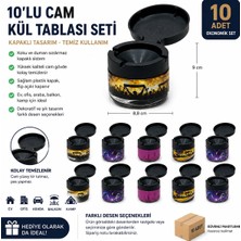 Akyüz Plastik 🚬 10 Adet Kapaklı Cam Kül Tablası Seti Kokusuz Masa Balkon Araba Ofis Küllüğü